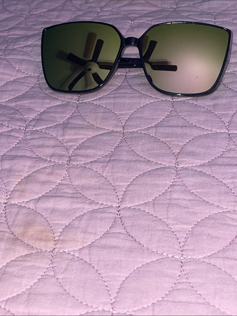 Oversized Square Sunglasses - Black Frame with Green Gradient Lenses
